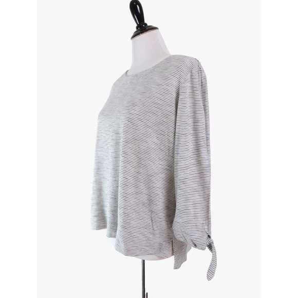 Habitat Tops - Habitat Size XS Striped Cotton Jersey Knit Top Tie Black White
